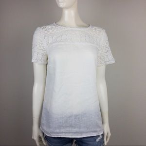 J Crew Linen Crochet Top